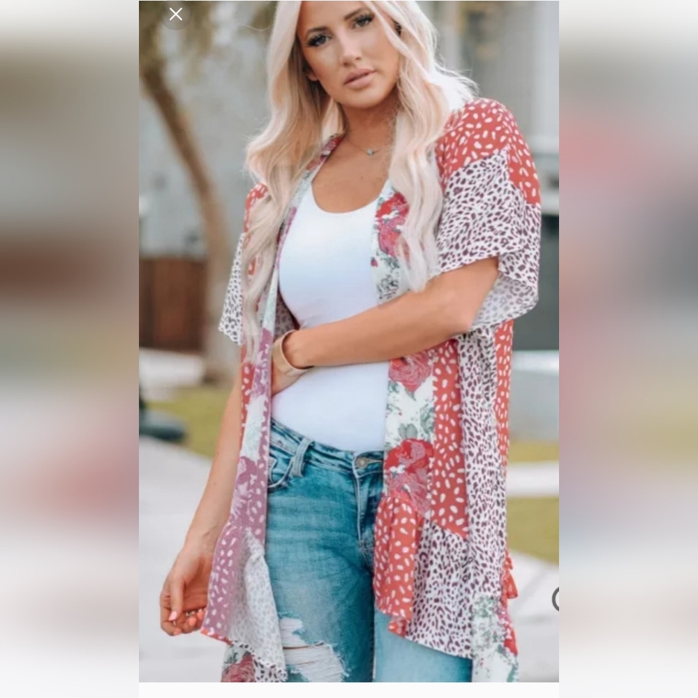 EUC open front patchwork Cardigan